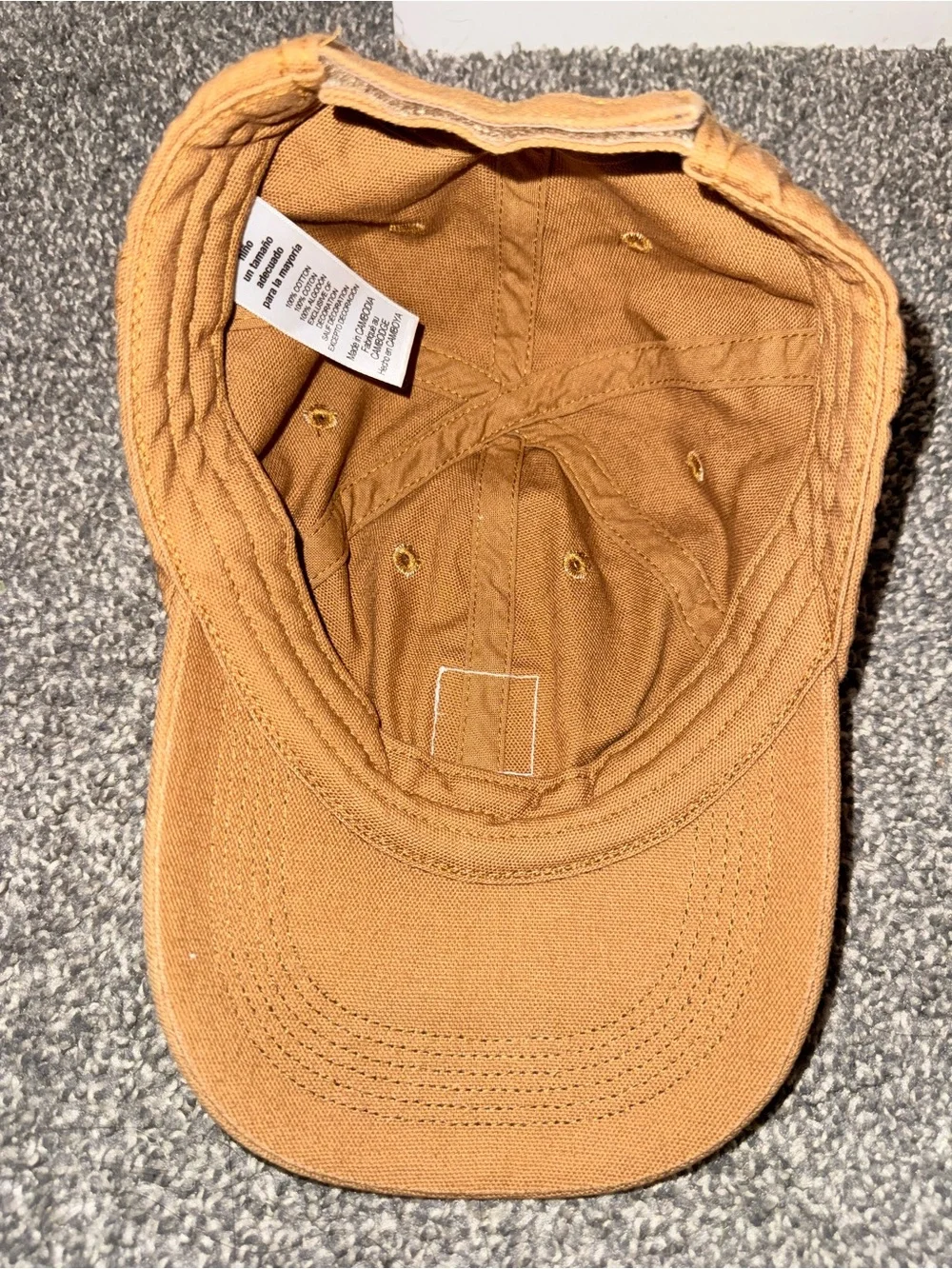 Carhartt Child Hat Adjustable Brown Canvas Unstructured Cap Youth Logo Patch